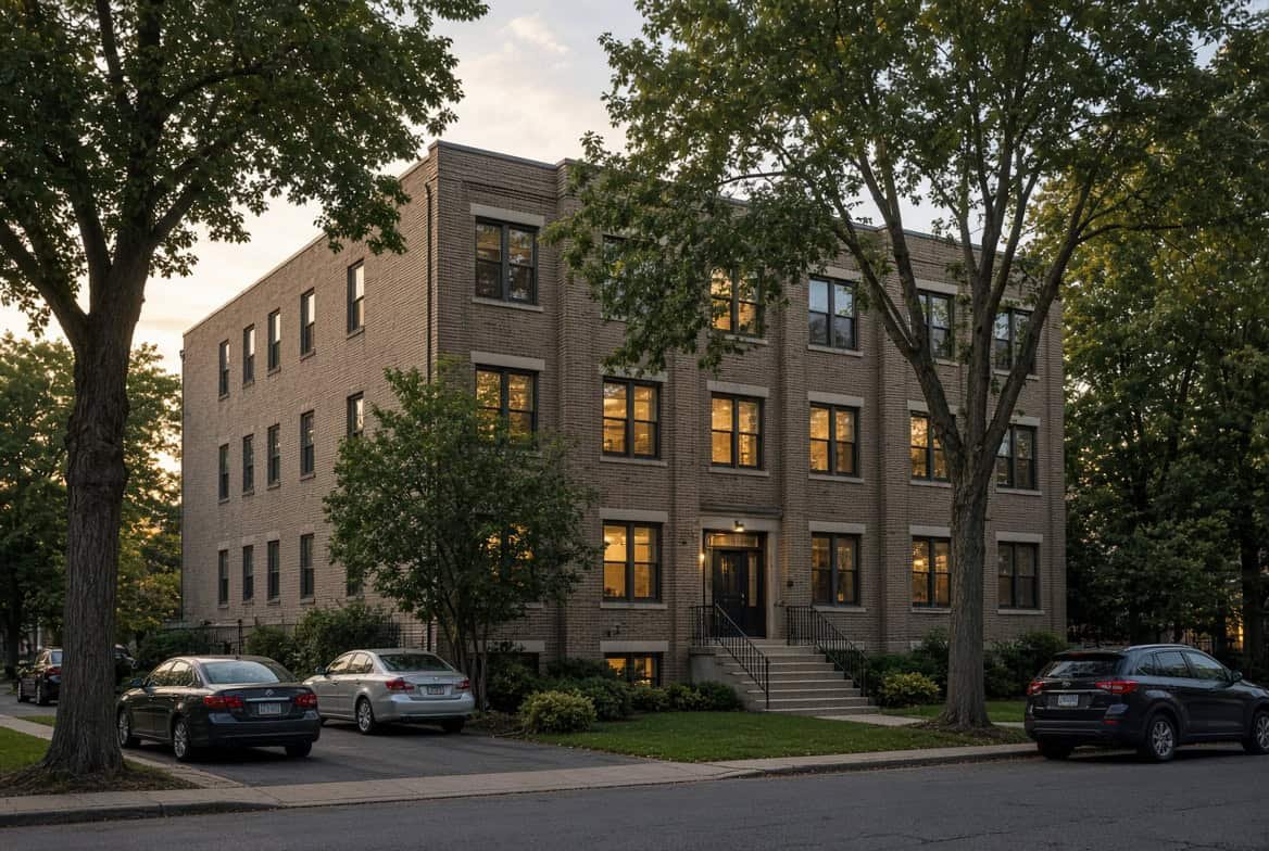 Michigan residential apartment building exterior for real estate portfolio investment
