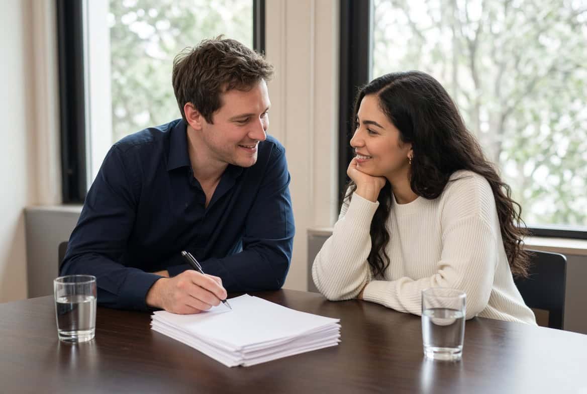 Pre-approved Michigan buyers reviewing offer terms, contingencies, and closing documents