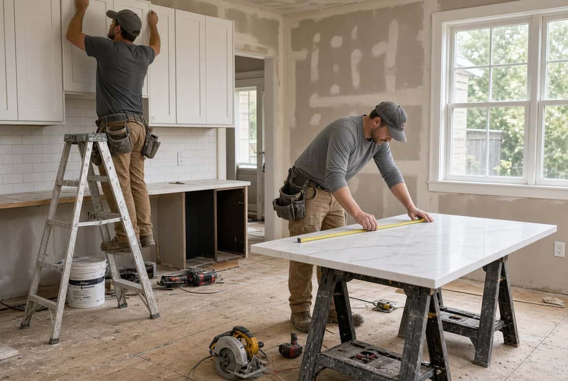 Project manager conducting on-site inspection for institutional residential renovation