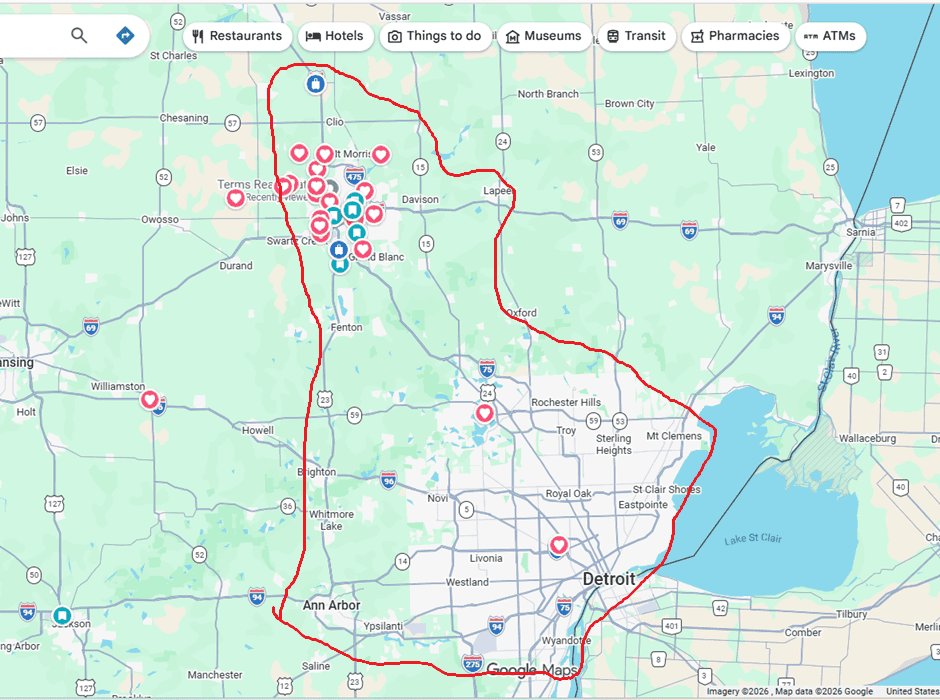 Terms Real Estate Michigan Service Area Coverage Map